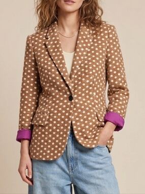 Anthropologie Cartonnier Polka Dot Blazer Size Small Corporate Office Academia